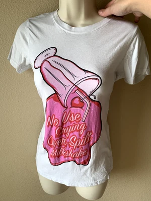 Iron Fist y2k t shirt Womens size Medium Milkshake cherry heart White USA Made - Image 1 of 4