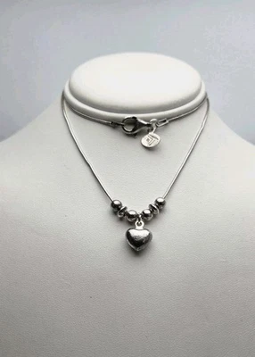 SILPADA 925 Sterling Silver Puffy Heart Pendant Bead 16" Rope Chain Necklace - Image 1 of 4