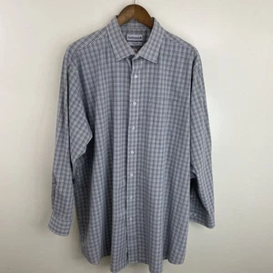 Saddlebred Easy Care Shirt Mens 2XLT Tall XXL Gray Plaid Long Sleeve Button - Picture 1 of 16