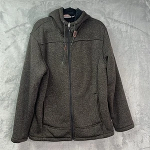 Sudadera con capucha Rugged Elements para hombre talla L polar de montaña cremallera completa forro de piel sintética marrón - Imagen 1 de 13