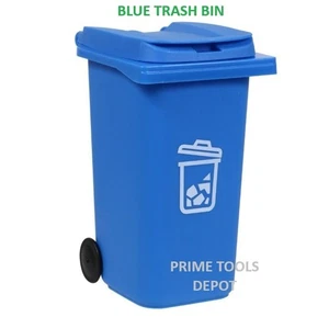 BLUE TRASH - Wheelie Bin Pencil Holders, 3.125x3.75x5.5". PORTE-CRAYONS 1PK - Picture 1 of 13
