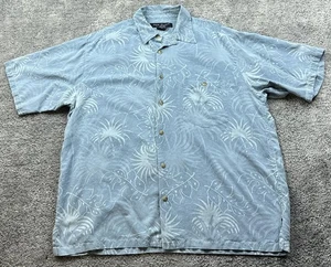 Ono & Company Camicia Uomo XL Blu Hawaiian Camp Aloha Seta Cotone Tropicale - Foto 1 di 15