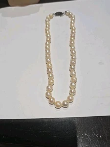 Culture Pearl 15" Halskette Silber Verschluss SP#208 - Bild 1 von 4