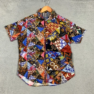 Camisa Robert Graham Olian Para Hombre Grande L Multi Patchwork Manga Corta Clásica $248 Foto 1 de 4