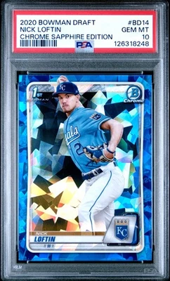 2020 Bowman Draft Chrome Sapphire Nick Loftin BASE RC PSA 10 KANSAS CITY ROYALS - Image 1 of 4