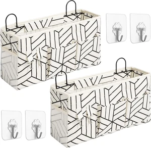 Borsa portaoggetti grande da appendere a parete 2 pezzi porta armadio lino tessuto tasche organizer - Foto 1 di 7