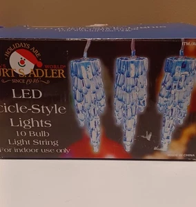 Kurt S. Adler LED EISZAPFEN STIL BLAU Lichter 10 Birnen Lichterkette NEU - Bild 1 von 2