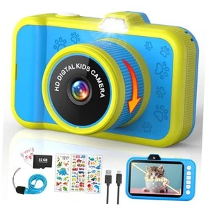 Kids Camera with Rotating Zoom Lens, 3.5” Large Screen, 1080P Kids Digital Blue - Picture 1 of 7
