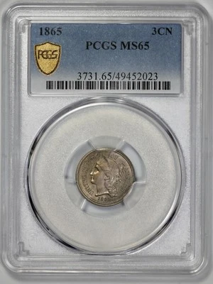 1865 3CN Three Cent Nickel PCGS MS 65 - Image 1 of 4