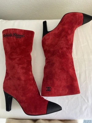 botas chanel vermelhas vintage 37,5 - Imagem 1 de 4