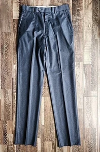 Paul Frederick Pants Mens 34 Unhemmed Navy Wool & Cashmere Trousers Pleated NWT - Picture 1 of 15