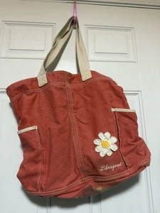 Life Is Good Canvas Tote Bag Salmon Flower Shoulder Carry Bag Daisy Beach - Picture 1 of 14