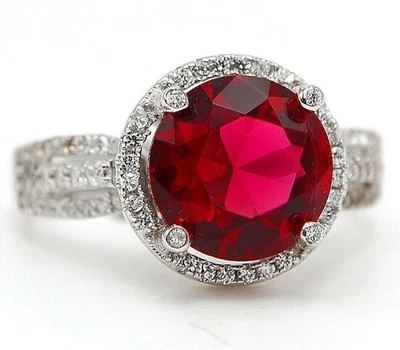 3CT Treated Ruby & Topaz 925 Solid Sterling Silver Ring Sz 7 &2-6 - Image 1 of 3