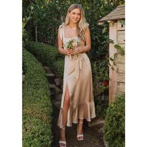 Show Me Your Mumu Claire Midikleid Champagner Luxe Satin XXL - Bild 1 von 11