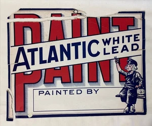 Letrero de cartón vintage "pintado por" pintura con plomo blanco 13"x10" - Imagen 1 de 7
