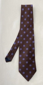 BROOKS BROTHERS. brown Silk Tie. Geometric Pattern. Made In USA. Ex Con - Picture 1 of 4
