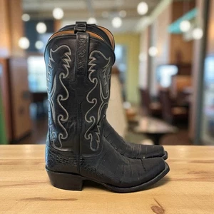 Lucchese Handmade Classics Boots Ultra Belly Caiman Black 7-Toe/3-Heel 8.5 E2147 - Picture 1 of 15