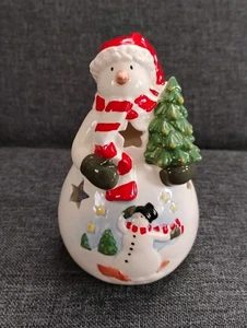 1990er VINTAGE WEIHNACHTSFIGUR "SCHNEEMANN" FÜR TEELKERZEN ODER WEIHRAUCH - Bild 1 von 4