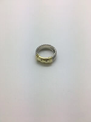 David Yurman Sterling Silver 14K Gold Diamond Metro Ring Size 6 - Image 1 of 3