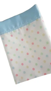 Handmade Small Spotted Baby Moses Sheet-Blue Satin to top Edge. 62cm x 50cm app - Picture 1 of 4