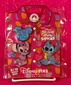 Disney Stitch Attacks Snacks Macaron 3-Pin Set 3/12 March 2024 New - Picture 1 of 2