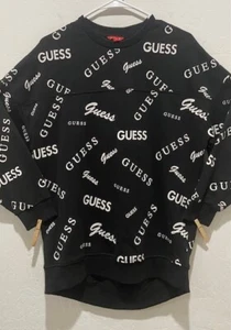 Women's Guess Sweatshirt Size S/M Black & White 3/4 Sleeves Crew Neck NWOT - Picture 1 of 6