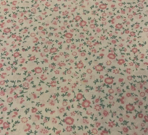 Fabric Finders Floral Fabric Pink & White Flowers White Background Cotton 2Yds - Picture 1 of 10