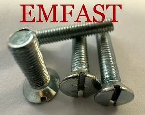 10/32 3/16 1/4 5/16 unf x 3/4 1 inch countersunk machine screw steel slot zinc - Picture 1 of 5