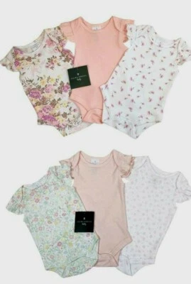 Laura Ashley Baby Mädchen 3er-Pack Blumenmuster rosa rosa Body Weste 0 3 6 9 £25 VERKAUF