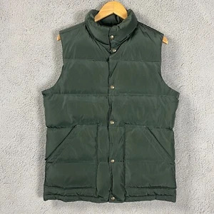 Lands' End Down Feather Puffer Vest Men Small S Green Insulated Puff Snap Jacket - Picture 1 of 12