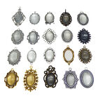 10 Sets Mix Alloy Oval Cameo Base Cabochon Tray Bezel Pendant with 25*18mm Glass