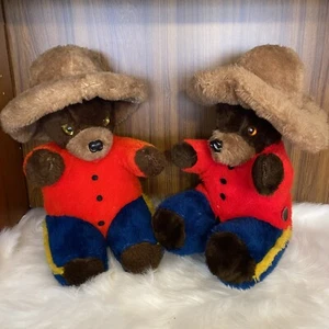 Vintage Muffy the RCMP Stuffed Bears Teddy Bears Made in Alberta Set of Two - Picture 1 of 13