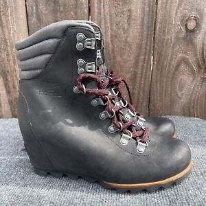 Women's Sorel Conquest Wedge Leather Winter Snow Boots Gray Size 7.5 NL2337-052