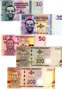 SET SERIE 5 BILLETS WEMASWATI Swaziland 200 100 50 EMALANGENI 2015 2023 NEUF UNC - Picture 1 of 2