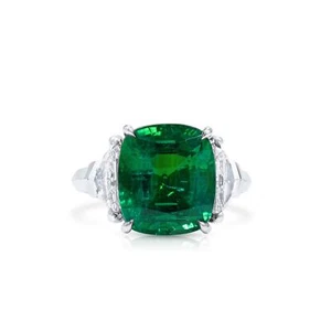 Natural Zambia Green Emerald Ring 9.46 Ct. Radiant Shape Solid Gold GIA - Picture 1 of 4