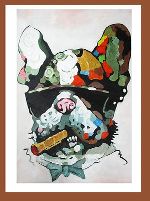 POOCH DOG CIGAR BIG MAFIA ART PAINTING PRINT ON CANVAS CHOOSE SIZE Australia - Image 1 of 4