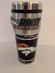 Denver Broncos - Tumbler Mug w/ Metal Emblem - Travel Tumbler Coffee Cup - Picture 1 of 16