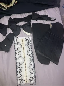 Camisa vintage de esmoquin blanco negro con volantes complemento inserción de esmoquin Dickie Cumberbands lazo - Imagen 1 de 10