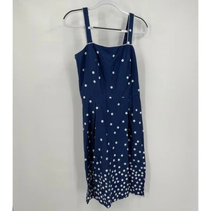 R&K Originals Womens Dress Size 12 Navy White Polka Dot Vintage Retro Pinup - Picture 1 of 7