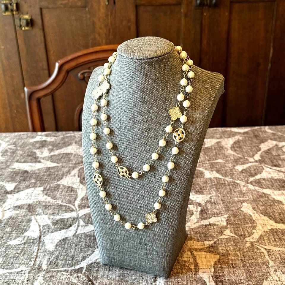 Park Lane "CeCe" 40"+3" Necklace W/ Glass Pearls Crystals Long Layering Jewelry - Image 1 of 4
