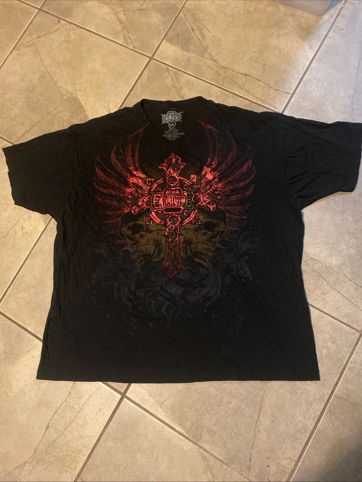 Camiseta MMA Elite x UFC estilo aflicción cruzada cuello en V 2XL Jesse Pinkman Rogan Foto 1 de 4