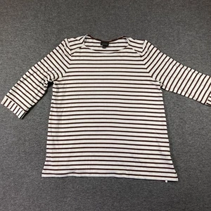 J Jill Warever Collection Boat Neck Top Womens Large Brown Striped Nautical - Picture 1 of 8