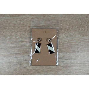 Black and White Geometric Enamel Dangle Earrings – Modern Statement Jewelry - Picture 1 of 1