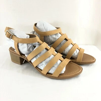 Sandalias City Classified para mujer con tiras de cuero sintético tacón ancho beige talla 10 Foto 1 de 4