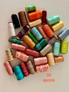 Random Machine Embroidery Thread Lot Spools Rayon New & Partial 35 total - Picture 1 of 1