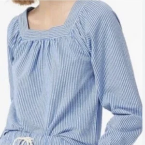 J.CREW Square-Neck Seersucker Top Womens Size S Navy White Nautical Coastal - Picture 1 of 14