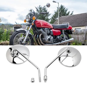 For Suzuki GS 1000 750 250 Pair Motorcycle Round Side Mirrors Rearview Chrome - Picture 1 of 10