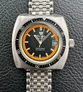 *Rare* Nivada Grenchen Taravana Diver Automatic Watch Orange Dial NSA Bracelet - Picture 1 of 15
