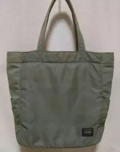 Yoshida PORTER CREAM Tote Bag S Green Khaki / Gray Men Women Used Japan - Picture 1 of 13