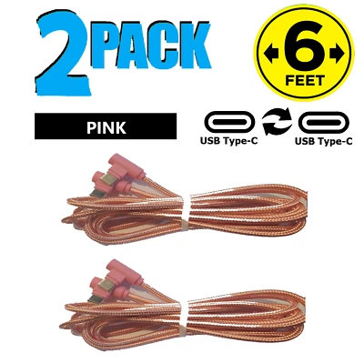 2 Pack 6ft C Fast Charger Cable USB Cord 90 Degree Nylon Fabric Adapter Cord Kit - Image 1 of 4